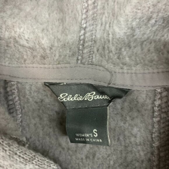 Eddie Bauer Womens Small Athletic Hoodie Sweatshirt Gray Fitted Fleece Zip Up - Picture 5 of 16